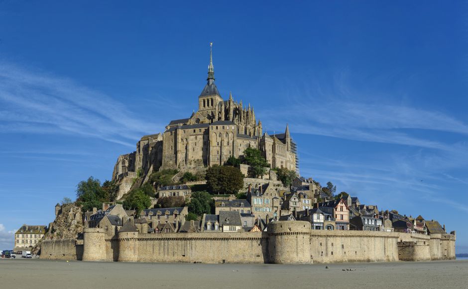 Aerial view of Mont Saint-Michel, a UNESCO World Heritage Site in France