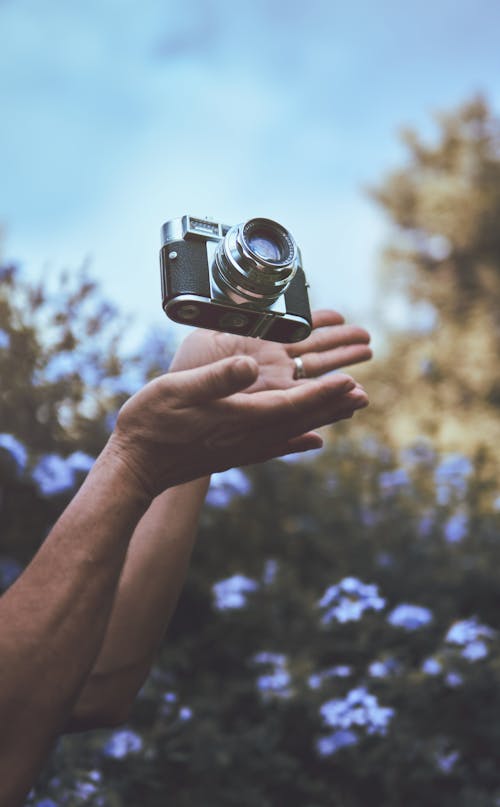 Gratis stockfoto met analoge camera, camera, geschorst