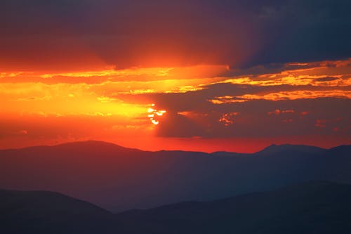 Aerial Photo of Mountains during Golden Hour