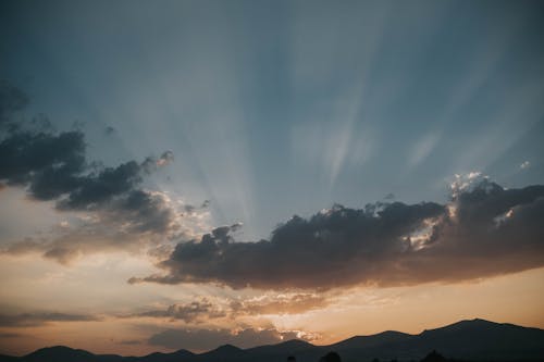 Mountain Peaks and Sunset 