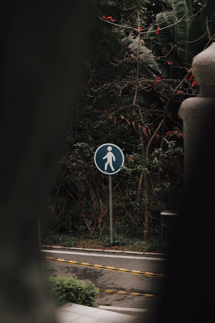 Blue And White Road Sign