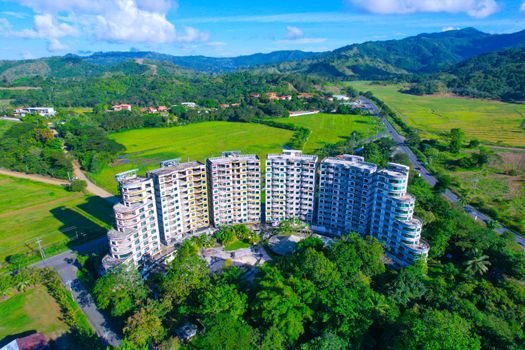 FPV drone flight over a real estate property in Bucaramanga — aerial view