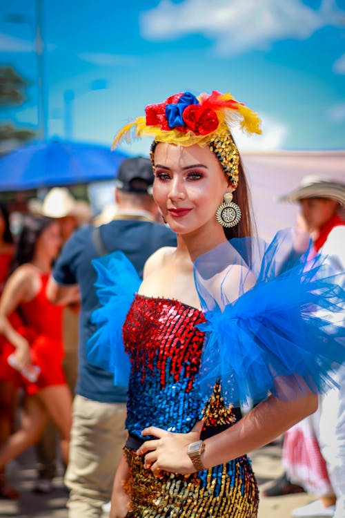 Portrait of Woman in Colorful Clothes