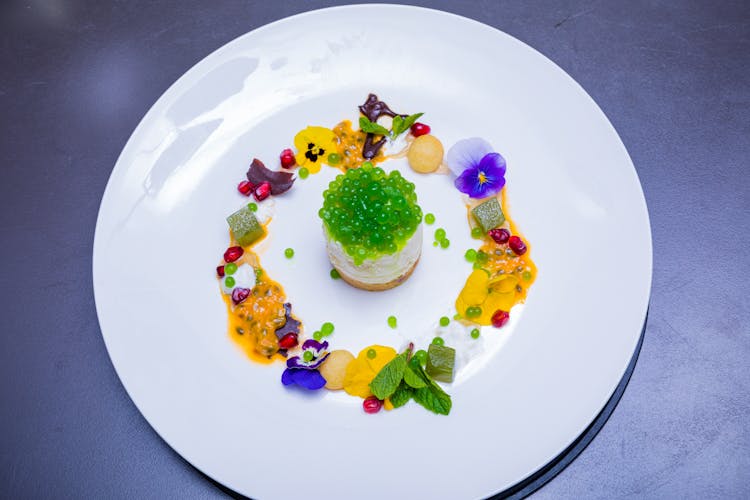 Colorful Delicious Food On Plate In Restaurant