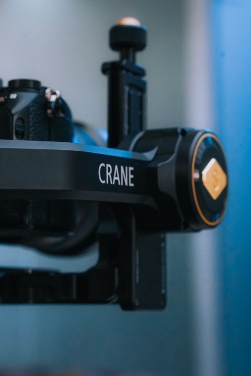 Free Close-up of a camera mounted on a Crane gimbal for stabilization. Stock Photo