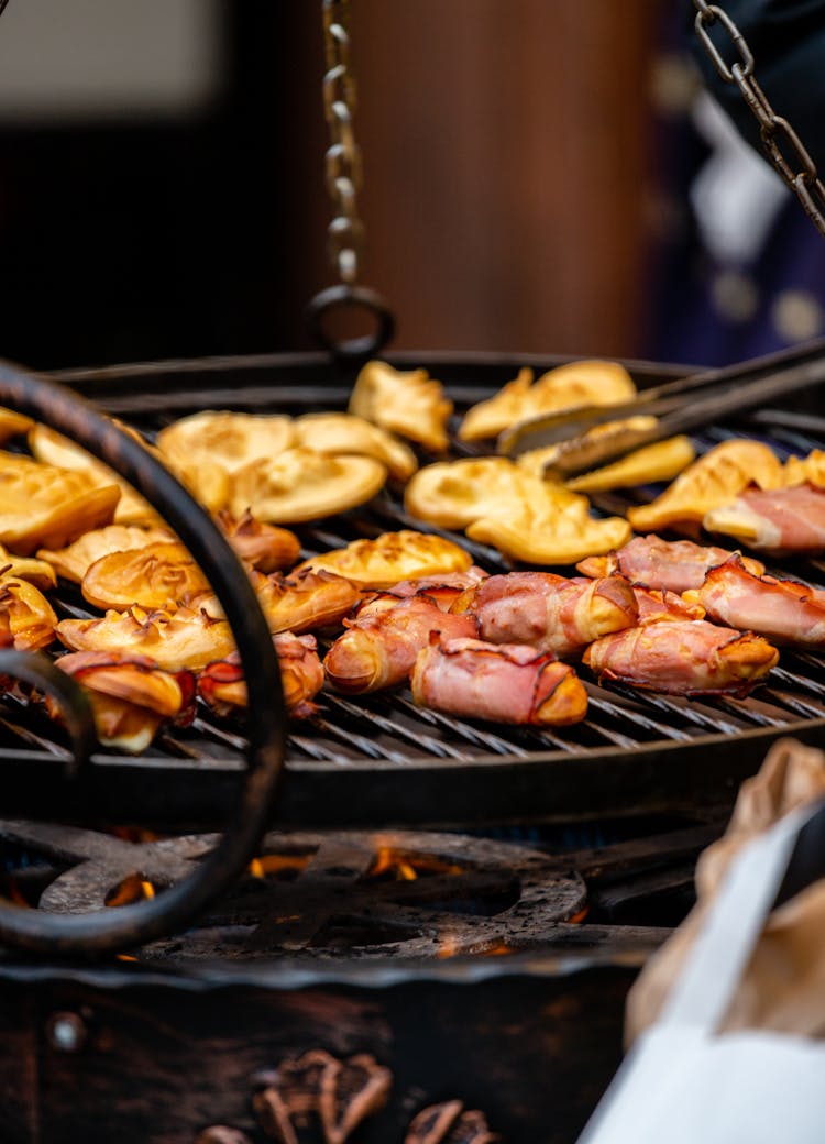 Cheese And Bacon On Grill