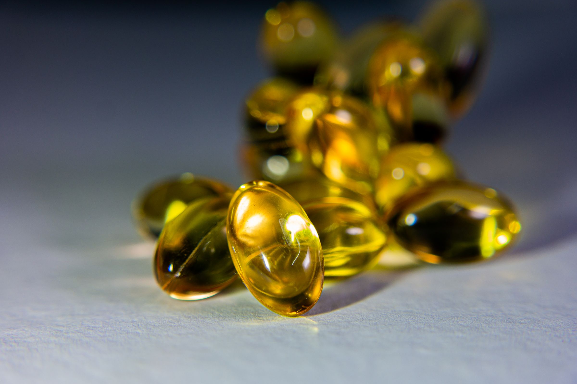 Golden softgel capsules