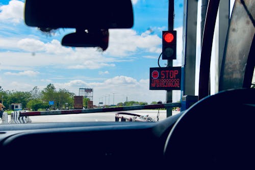 Road and Stop Sign Viewed from Car