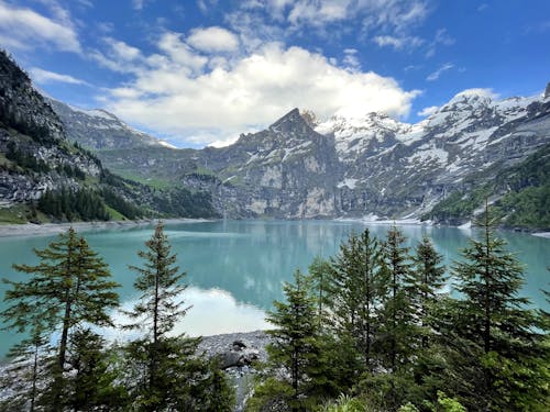 Scenic Shot of the Oeschinen Lake