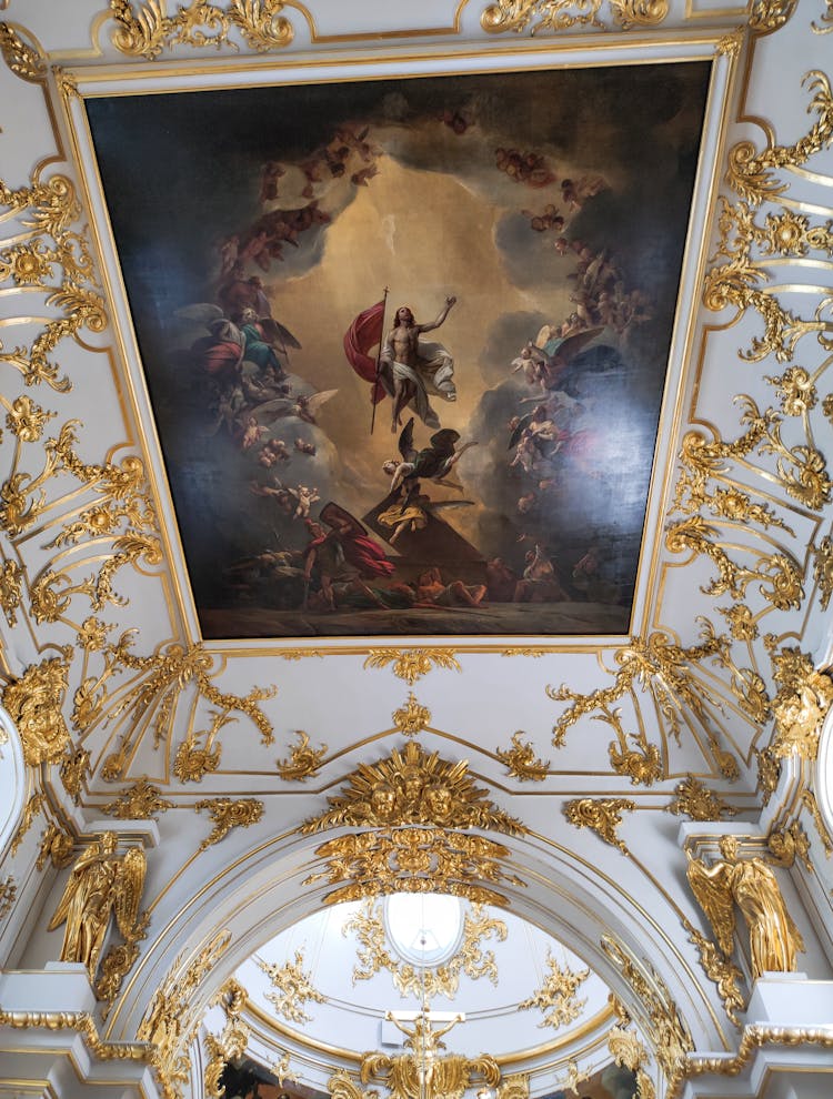 Icon On Ceiling In Ornate Gold Baroque Building