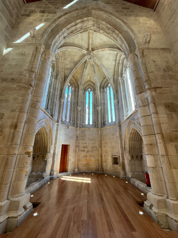 Indoors Of Gothic Stone Cathedral