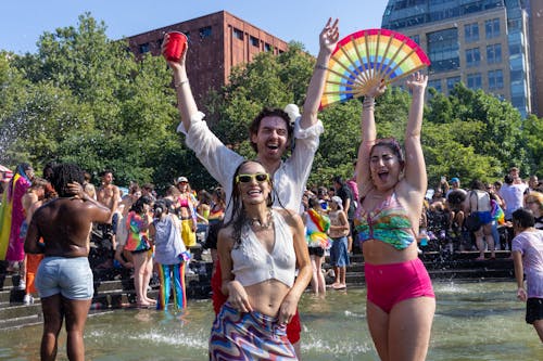 Free People in the Park Celebrating Pride Month Stock Photo