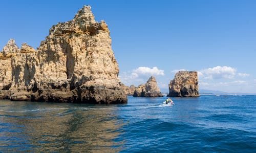 Brown Rock Formations on Blue Sea Under the Sky