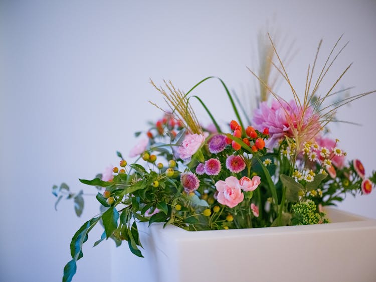 Photo Of A Pot With Blooming Flowers