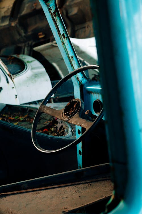 Broken Steering Wheel of a Car