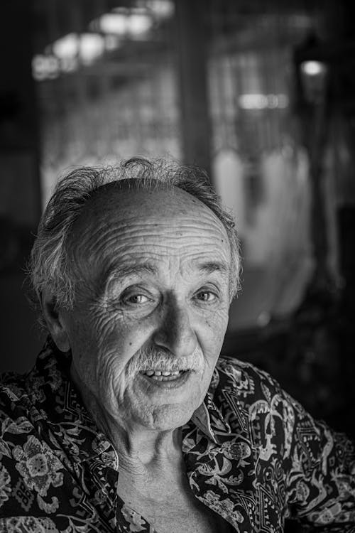 Free Black and White Photo of an Elderly Man Stock Photo