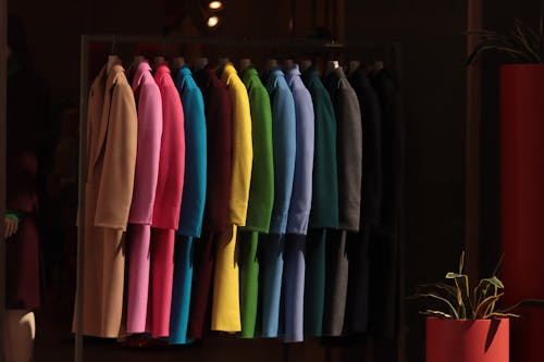 Colorful Clothes on a Clothing Rack