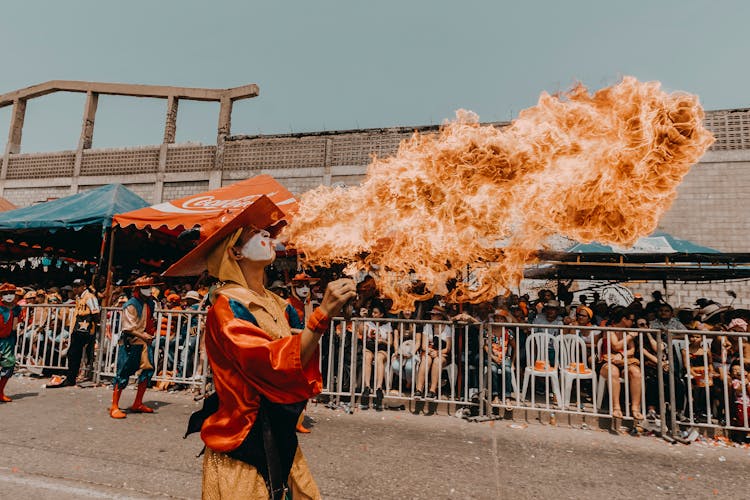 A Person Fire Breathing