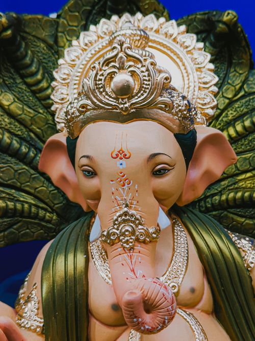 Free Vibrant close-up of a detailed Ganesha statue, symbolizing Hindu spirituality and culture, perfect for religious themes. Stock Photo
