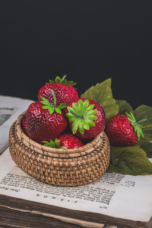 Close-up of a Small Basket with Strawberries 