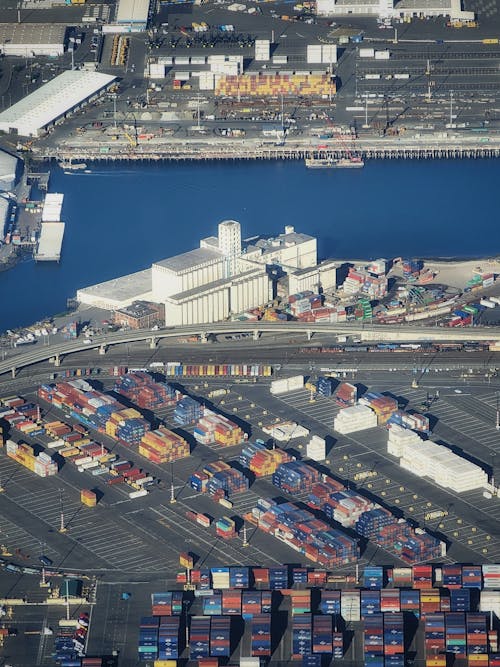 Aerial View of Shipping Containers on the Port
