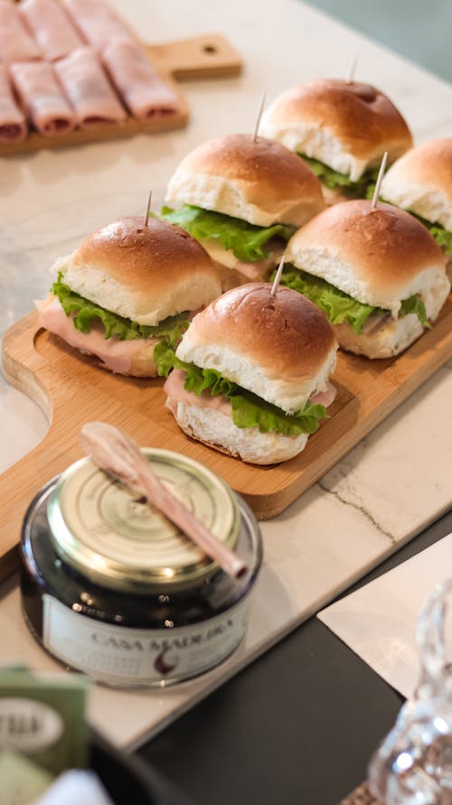 Sandwiches on Wooden Chopping Board