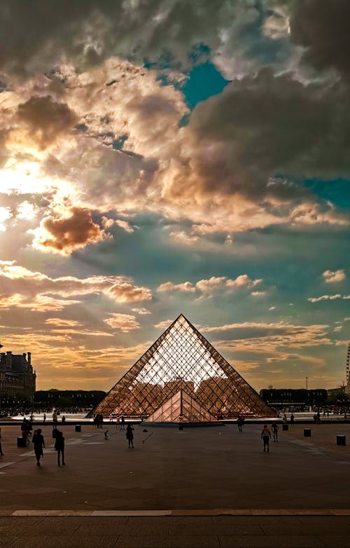 the Louvre Glass Pyramid in Paris France