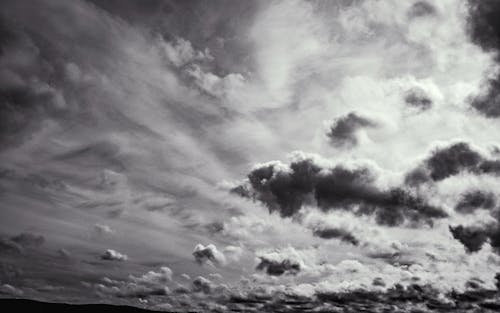 Black and White Photo of a Cloudy Sky