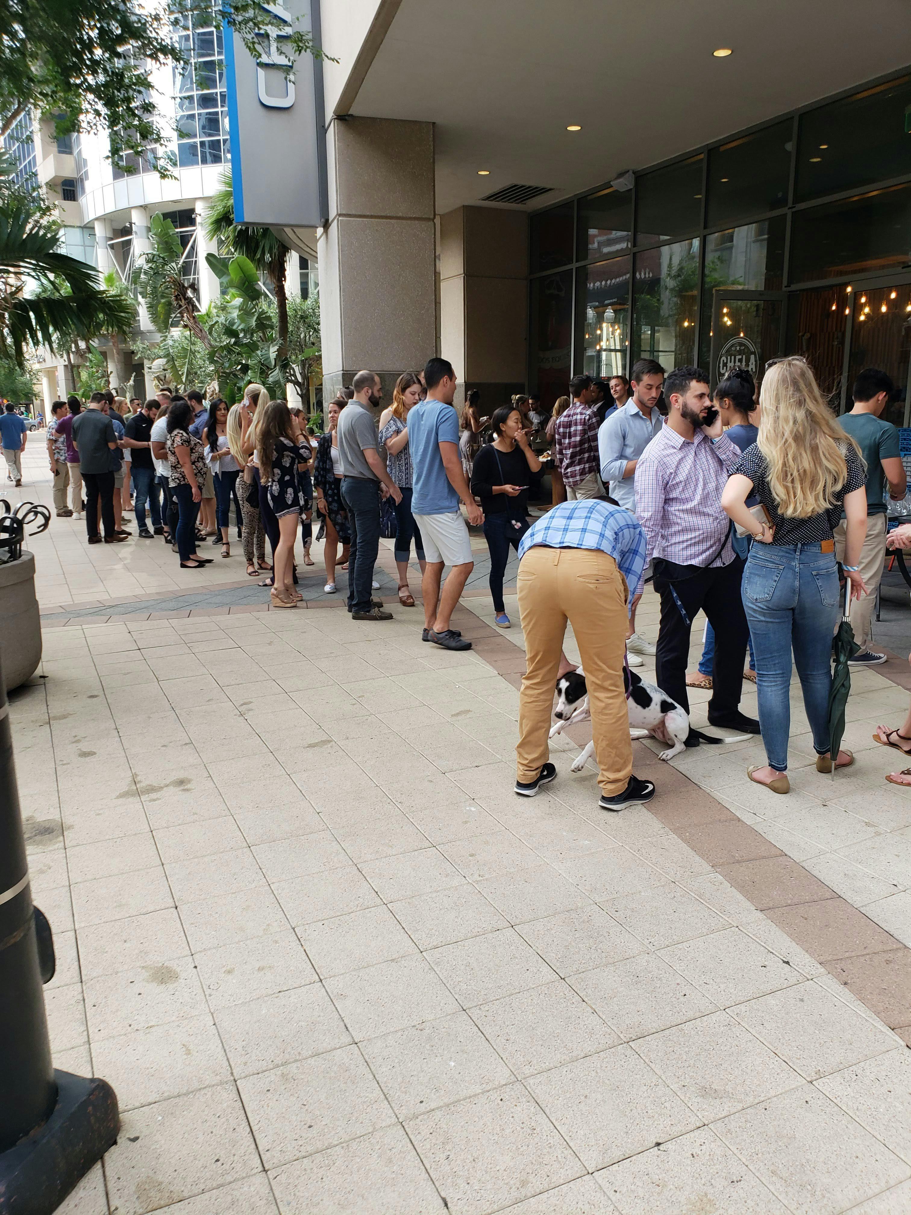 Free stock photo of Downtown Orlando, people in line, Wine down