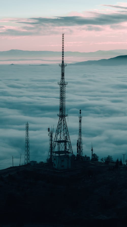 Photo of a Transmission Tower at Dawn 