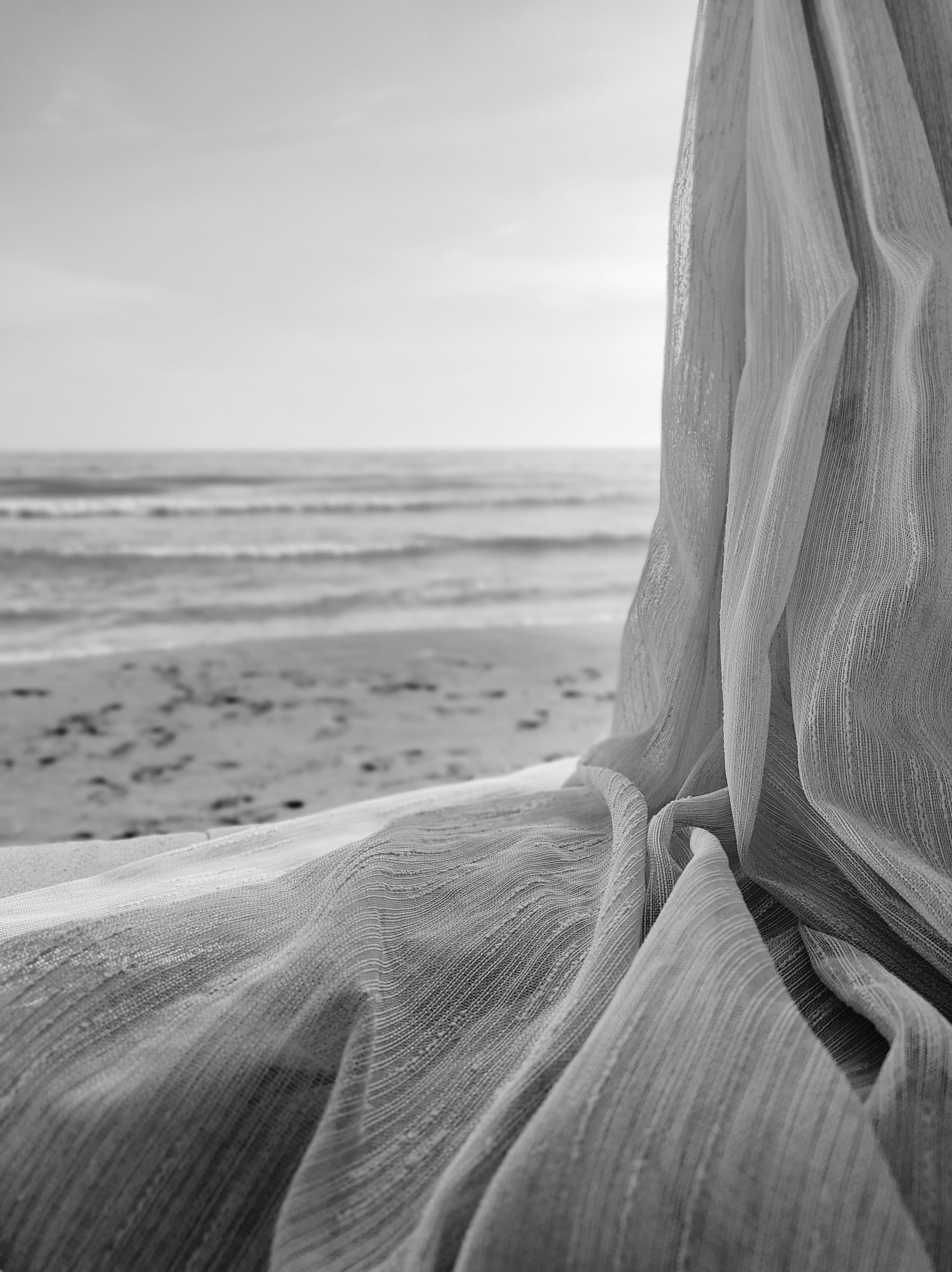 Black and White Photo of Sea and Beach · Free Stock Photo