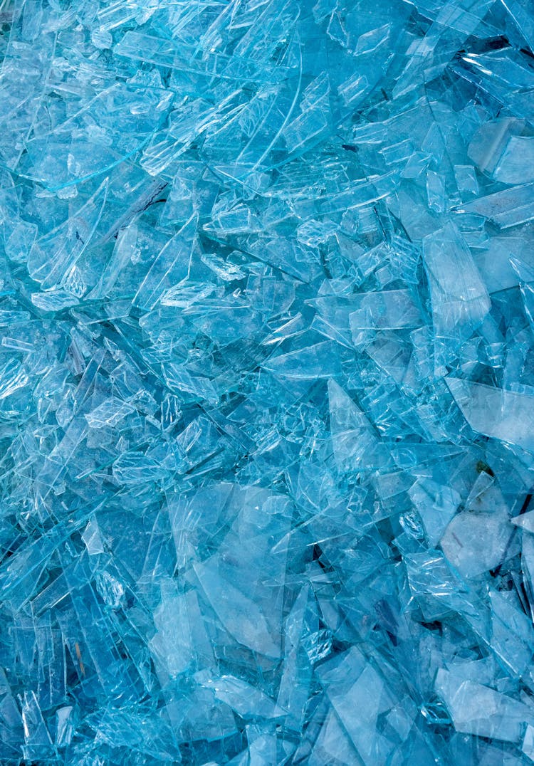 Close-up Of Shattered Glass Pieces 