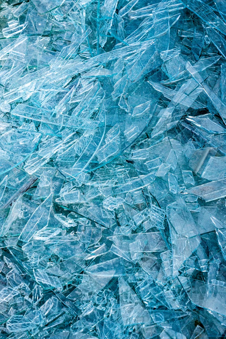 Close-up Of Shattered Glass Pieces 