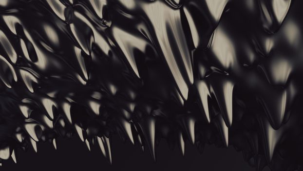 An abstract art image featuring dark, oblique, spiky shapes with a glossy texture.