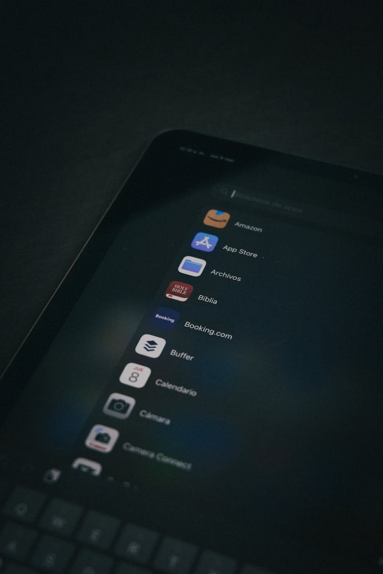 Close-up Of Application Menu On Tablet Screen