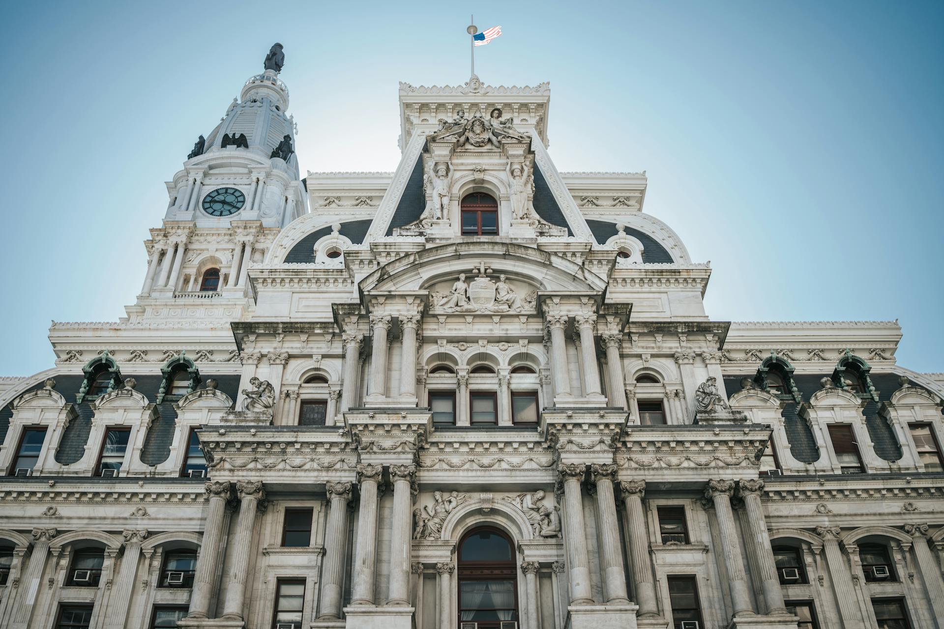 Stunning close-up of Philadelphia City Hall showcasing intricate architectural details.