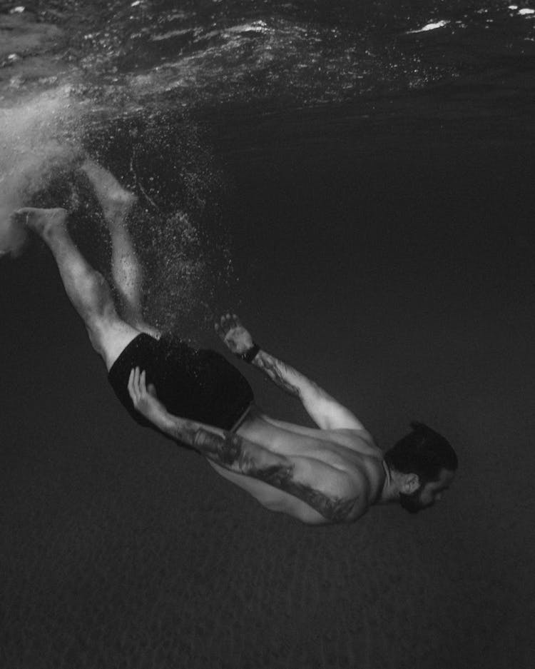 Man Swimming Underwater