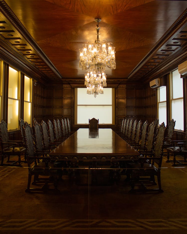 Table And Chairs In Wooden Luxury Room