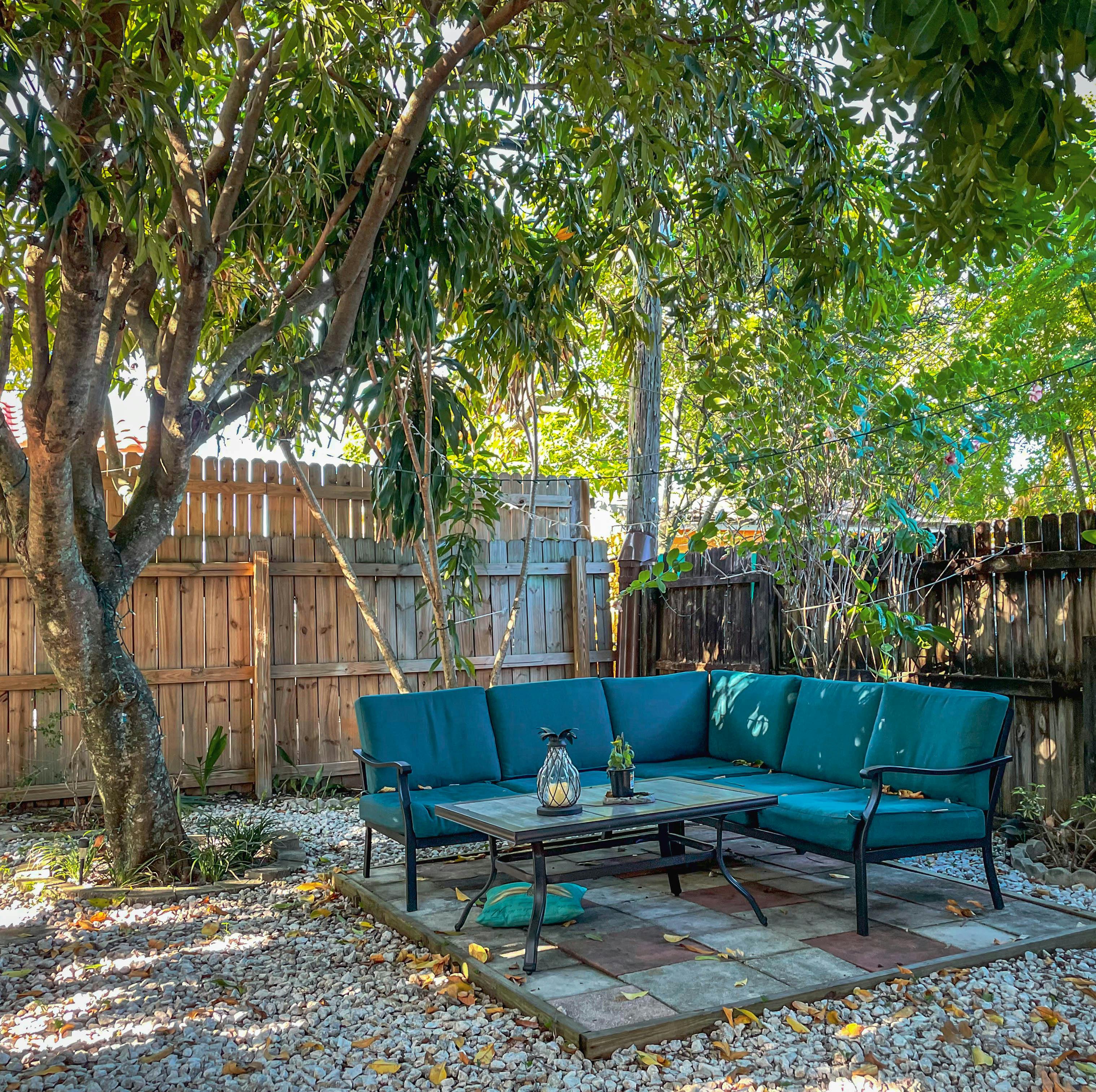 Fenced backyard suburban home
