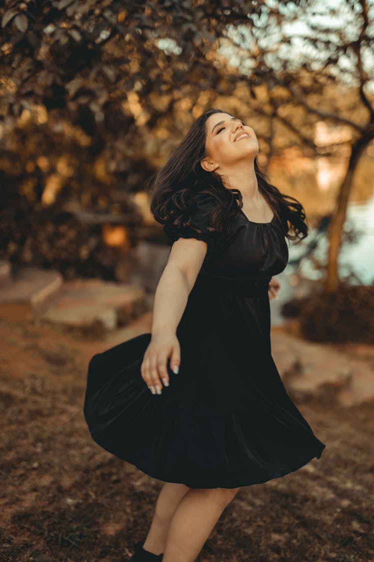 Happy Woman Wearing Dress