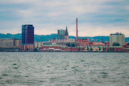 City Skyline Across Body of Water in Jonkoping, Sweden