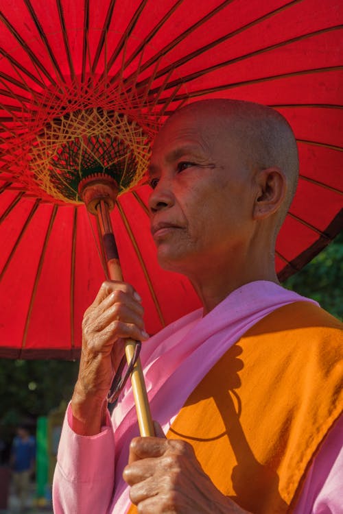 Buddhist Monk with an Umbrella 