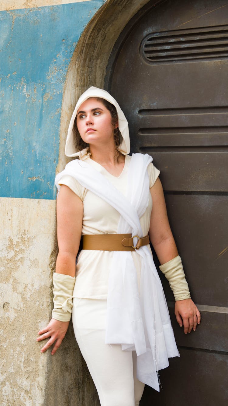 Young Woman In A Cosplay Of Rey From Star Wars 