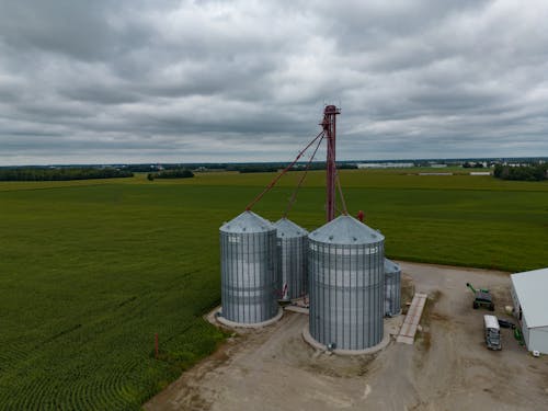 Silos on the Background of a Field