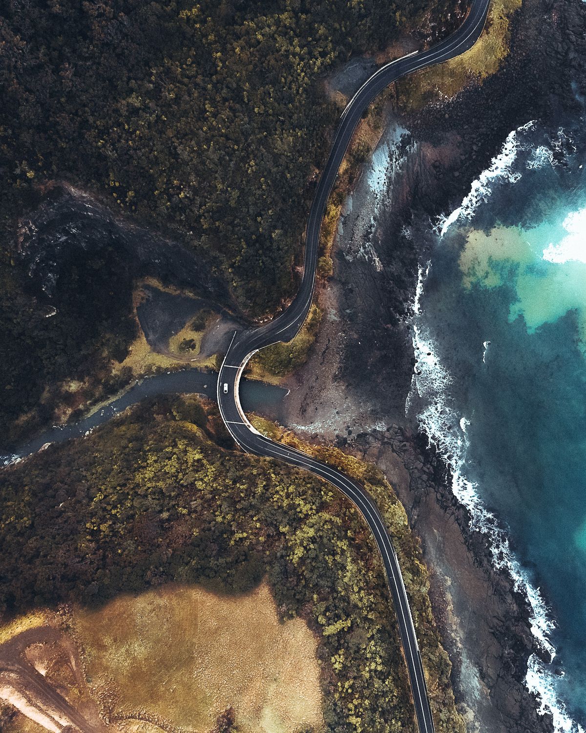 Great Ocean Road following the coast at Wongarra in Victoria