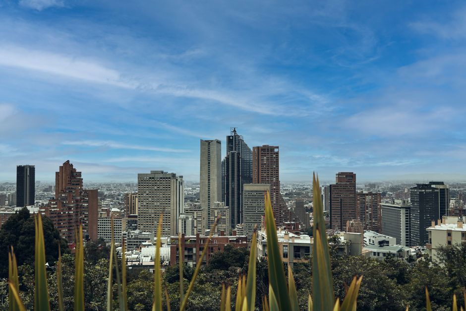 Bogotá - Tropical city with palm trees and blue skies
