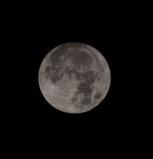 Free High-definition image of the full moon against a black night sky, showcasing lunar details. Stock Photo