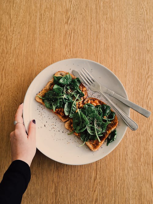 Bread With Vegetables on Plate