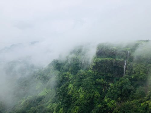 Aerial Photography of Cloudy Green Mountain