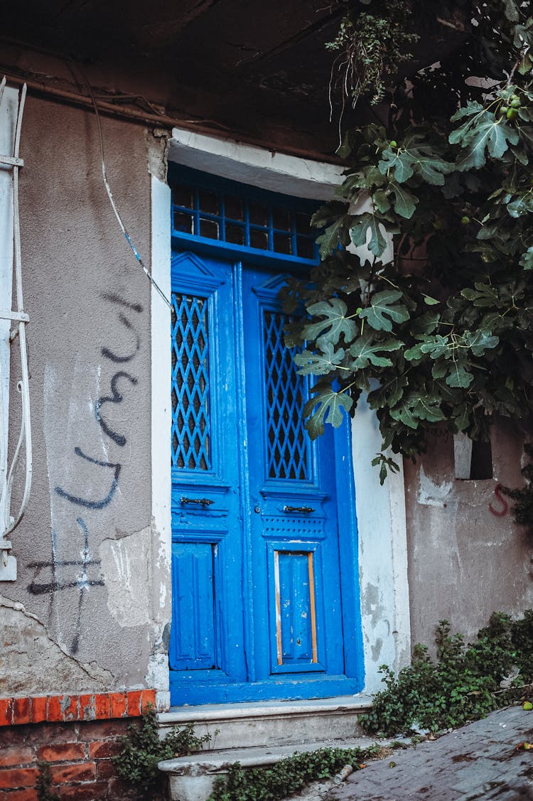 Photo Of A Blue Wooden Door 